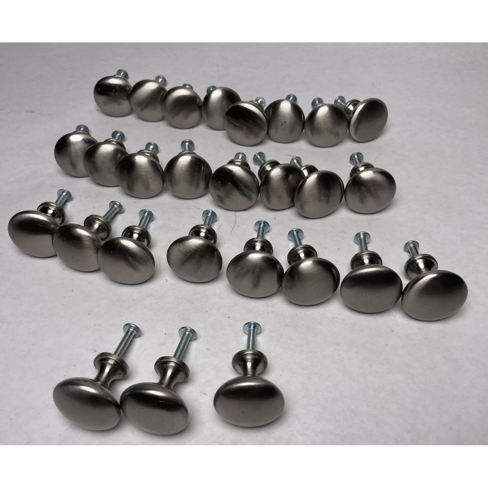 Button drawer pull (Lot of 27) 1‎ 1/4" Satin Nickel -  AMEROCK KNOB